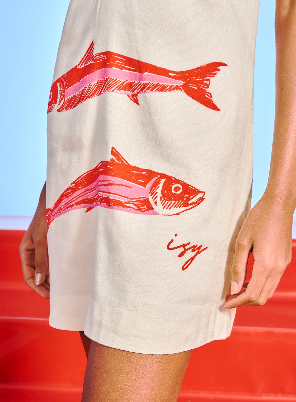 Printed Short Dress with Tie Detail