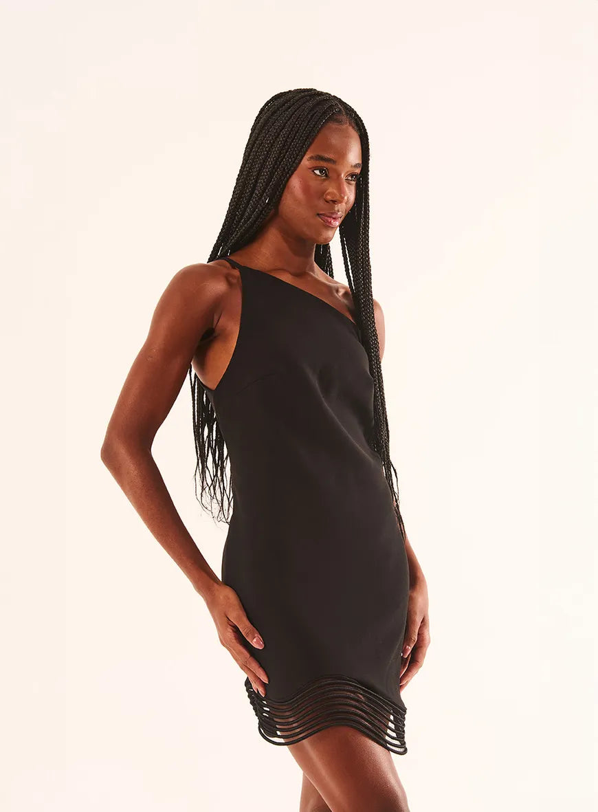 One-Shoulder Dress with Tulle