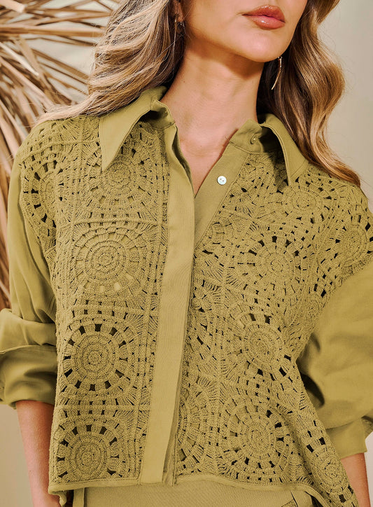 Women's Loose Embroidered Linen Shirt