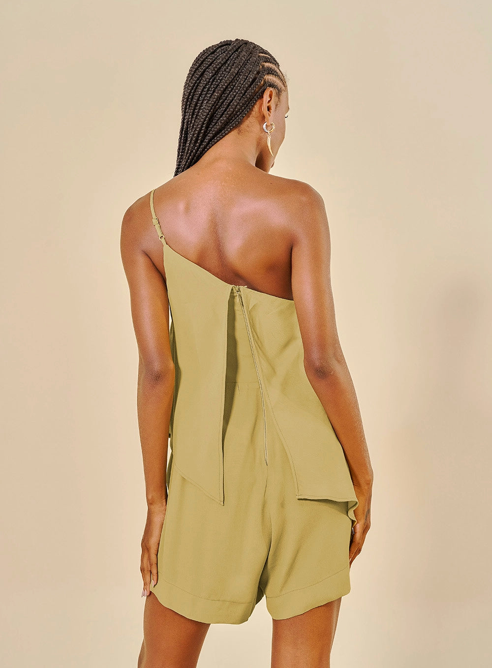 One Shoulder Short Jumpsuit