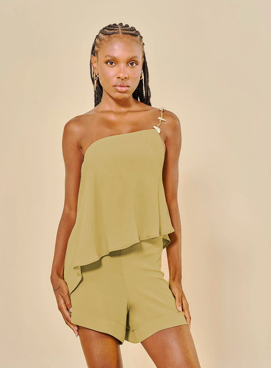 One Shoulder Short Jumpsuit