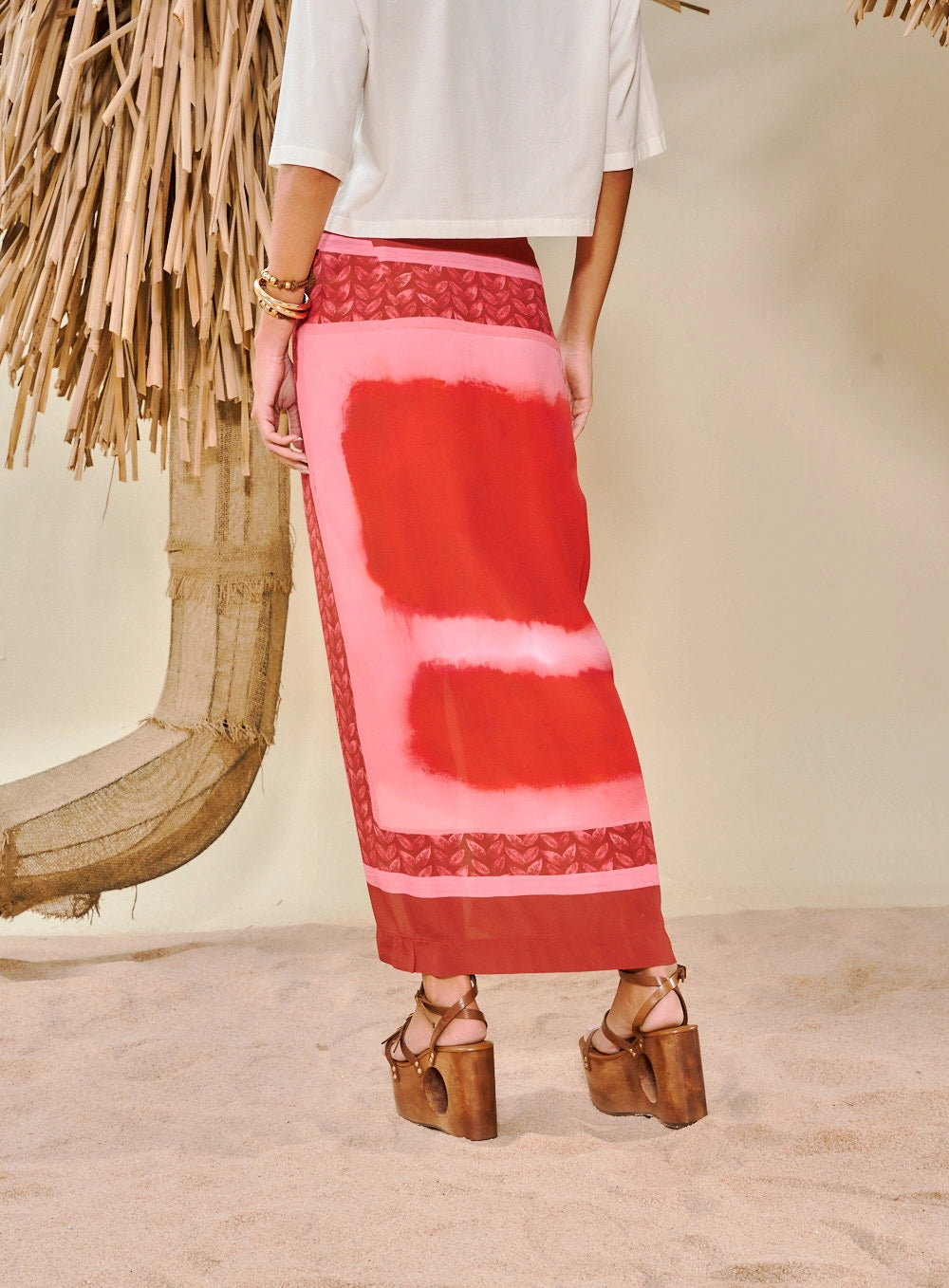 Printed Long Pareo Skirt