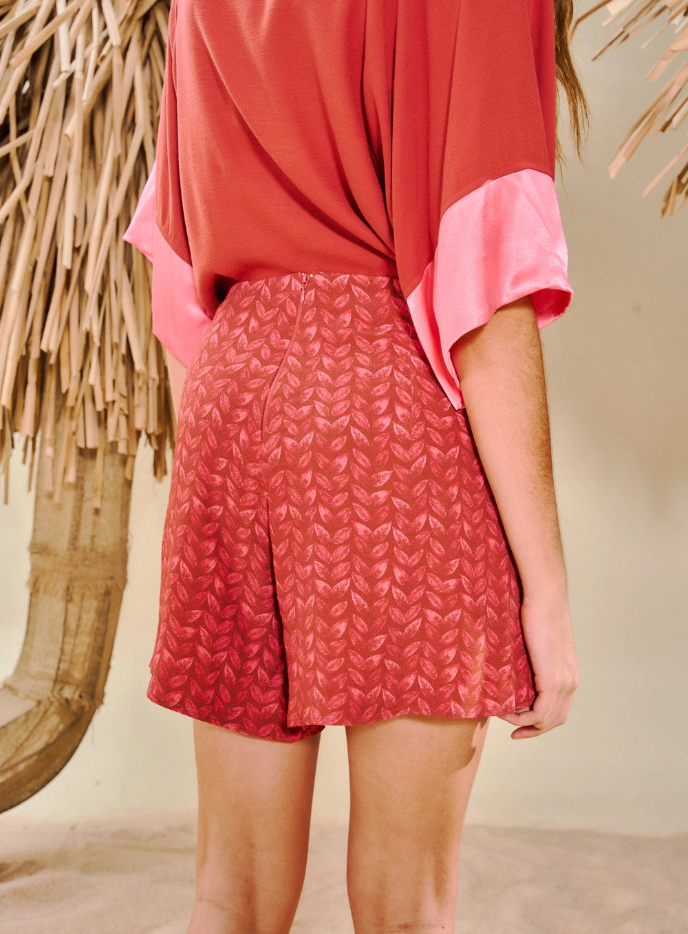 Printed Short Shorts with Front Tie