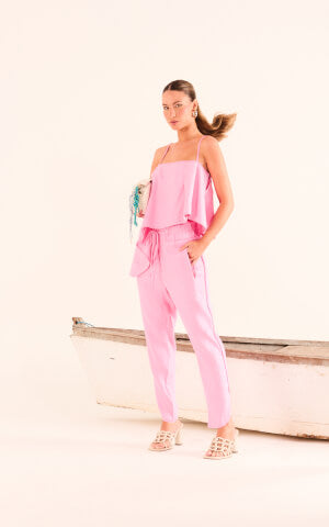 Linen Trousers with Rounded Hem