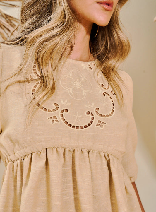 Women's Embroidered Linen Blouse