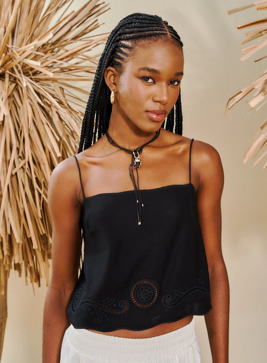 Women's Fluid Embroidered Linen Blouse