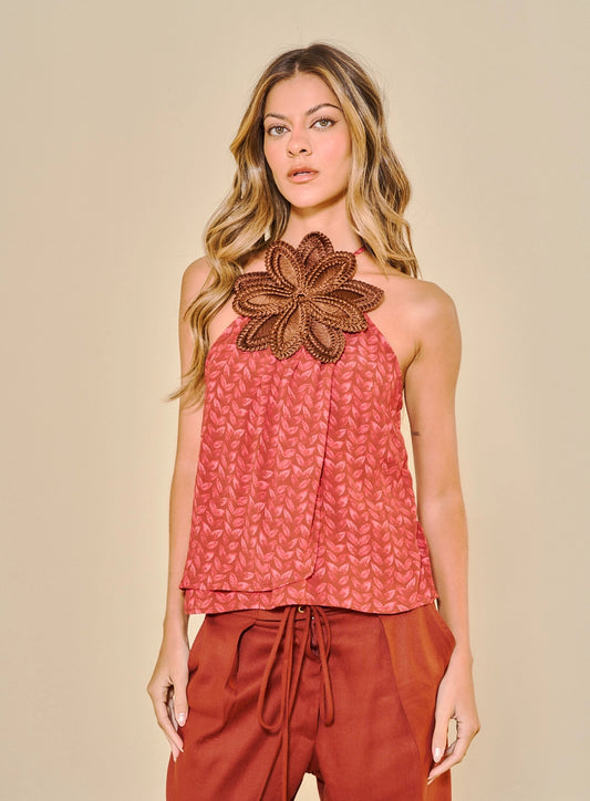 Women's Printed Halter Neck Blouse