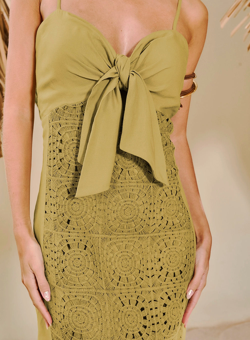 Linen Embroidered Midi Dress