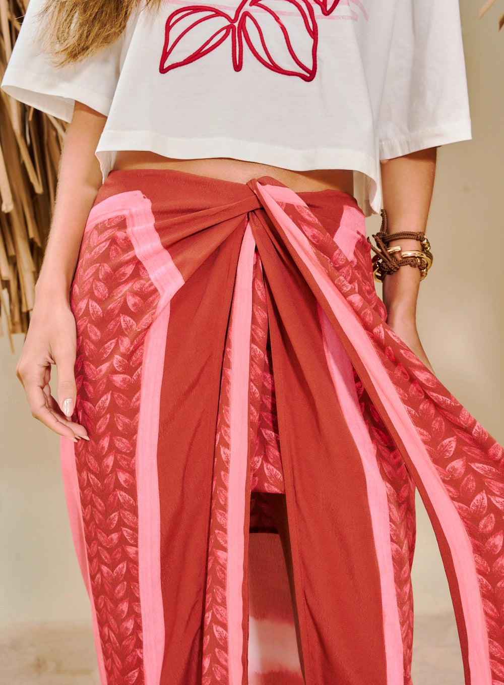 Printed Long Pareo Skirt