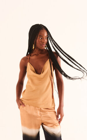 Silk Cowl Neck Top