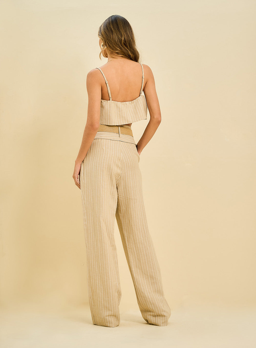 Crop Top with Striped Pants Set