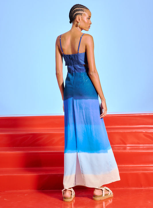 Printed Maxi Dress with Cutout Printed